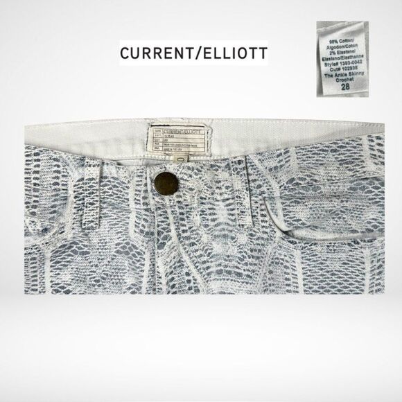 Current/Elliott The Ankle Skinny Crochet Denim Jeans in Animal Print Grey| EUC - Picture 4 of 6